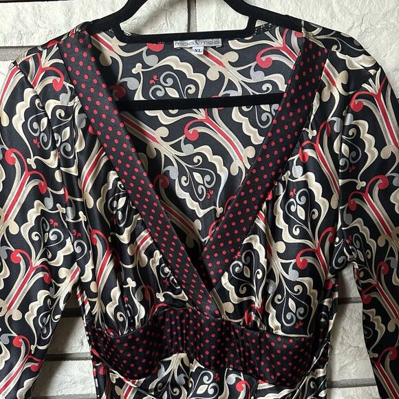 MOA MOA Vintage 90's Y2k Tie Back Babydoll Top Womens Large Paisley Polka Dot - Picture 5 of 7